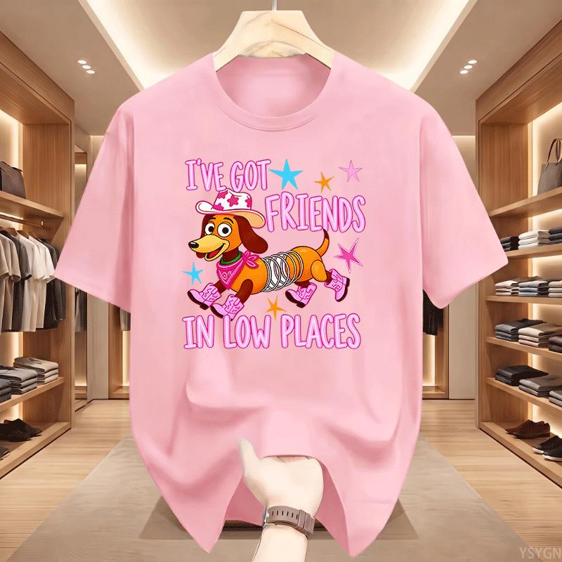 Ive Got Friends In Low Places Tshirts Retro Cowgirl Dog T Shirt Country Music Western Boots Tshirts Casual Round Neck Printed