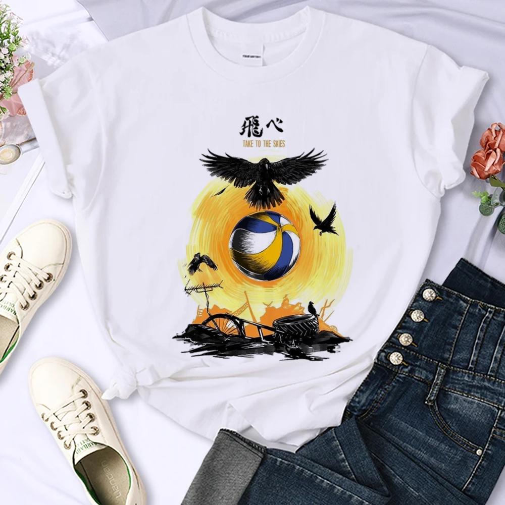 Японское аниме Haikyuu Футболка Женская Топ Харадзюку Японский Стиль Футболка Унисекс Летняя Одежда Y2k Короткий Рукав Женские Футболки