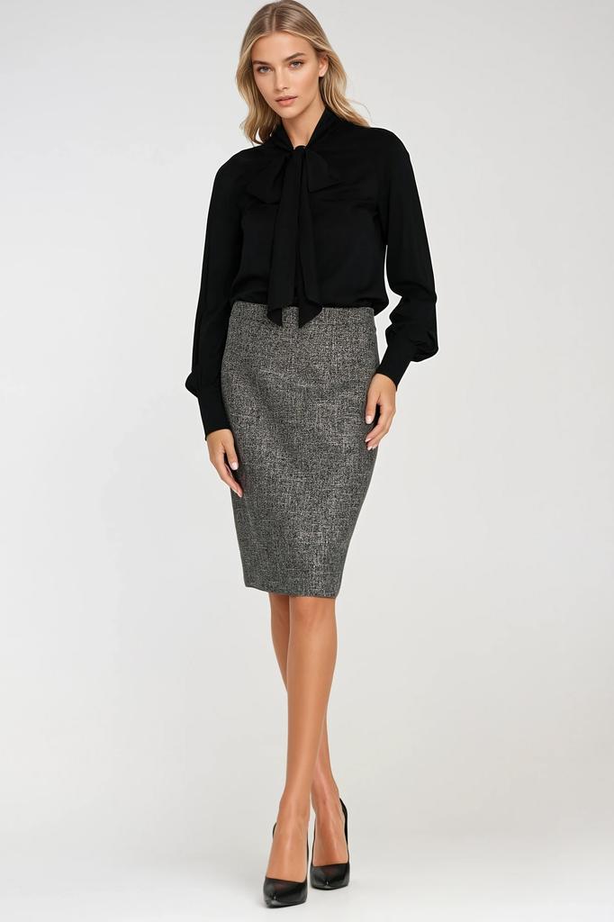 Viscose Blouse with Sash - Black 42