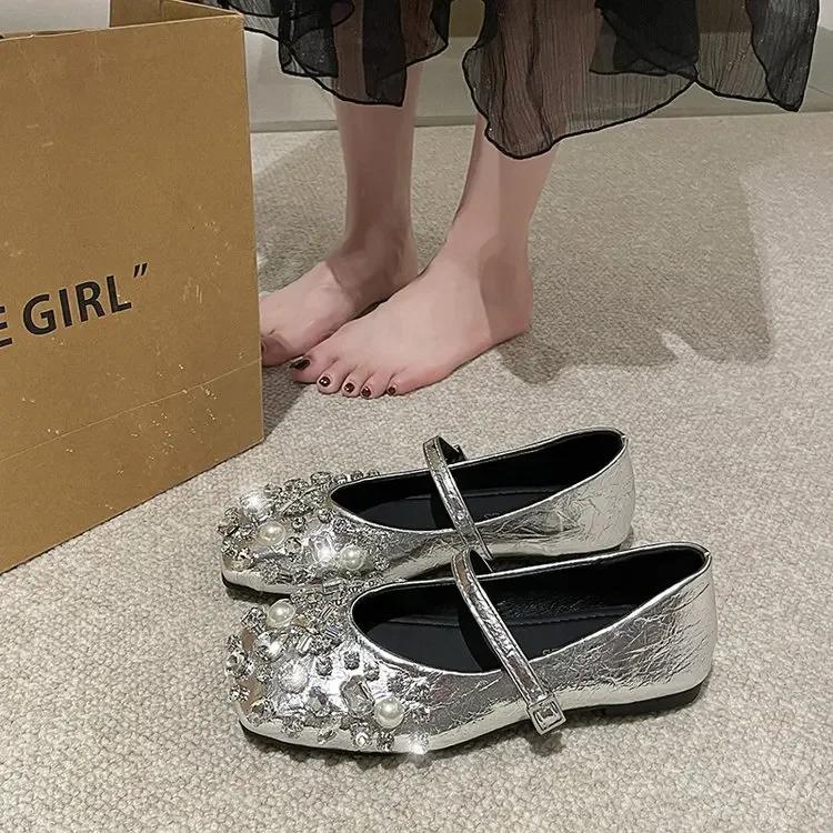 Модные высококачественные летние женские балетки на плоской подошве со стразами, женские мокасины на платформе, сетчатые блестящие женские повседневные туфли с кристаллами