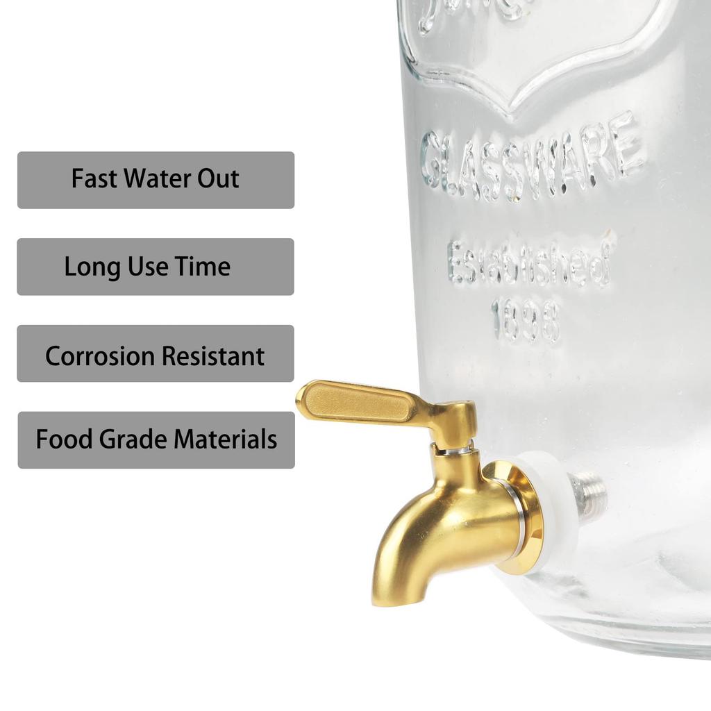 Golden stainless steel beverage barrel replacement faucet food grade material two-piece set
