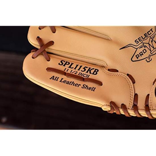 Перчатка для бейсбола Rawlings Select Pro Lite Youth Series, цвет: ручной верблюд, для юных игроков, с автографом Криса Брайанта (Праворукий, 11,5", - Модель) -