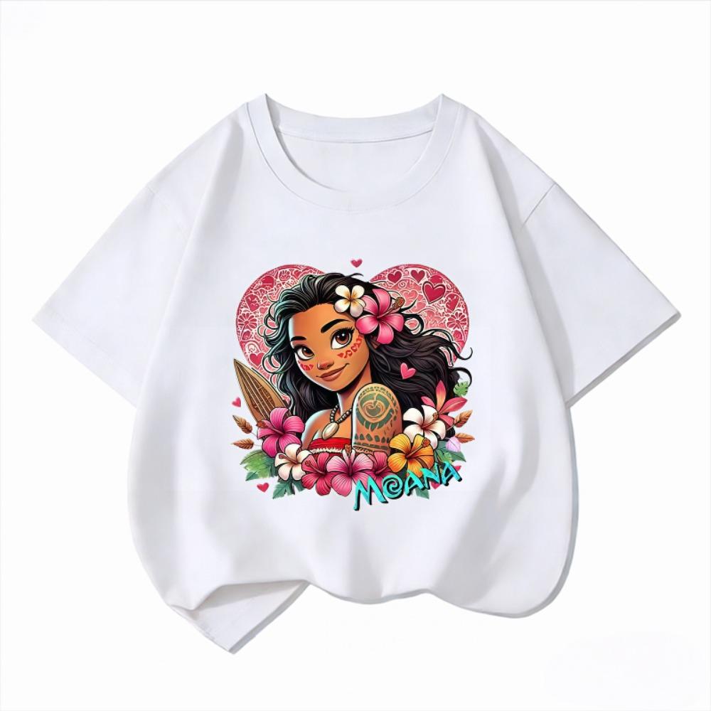 Potdemiel Disney Моана 2 Летняя Новая Детская Футболка 100% Хлопок, Короткий Рукав, Удобная и Дышащая для Мальчиков и Девочек