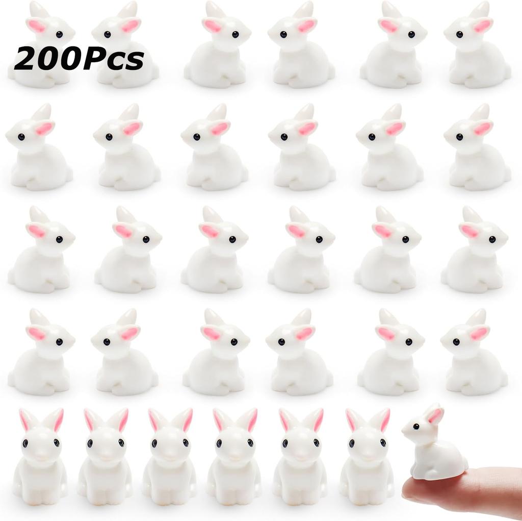 100/200 шт. Мини-кролики из смолы, миниатюрные фигурки, 3D-фигурка маленького белого кролика, украшение для микро-ландшафта, кукольный домик, украшение, поделки своими руками
