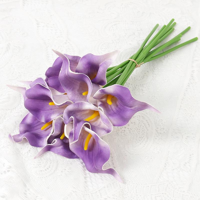 2/5Pieces Real Touch Calla Lily Artificial Flowers White Wedding Bouquet Bridal Shower Party Home Flower Decoration Fake Flowers