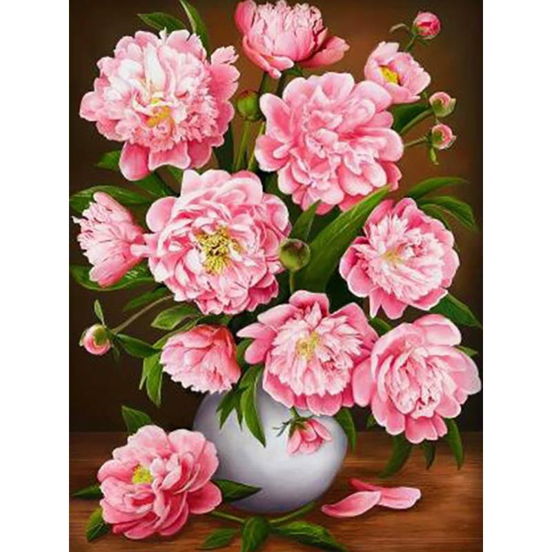 DIY 5D алмазная живопись ваза для цветов вышивка крестиком полная круглая Алмазная вышивка мозаика Цветочная картина из страз Декор подарок