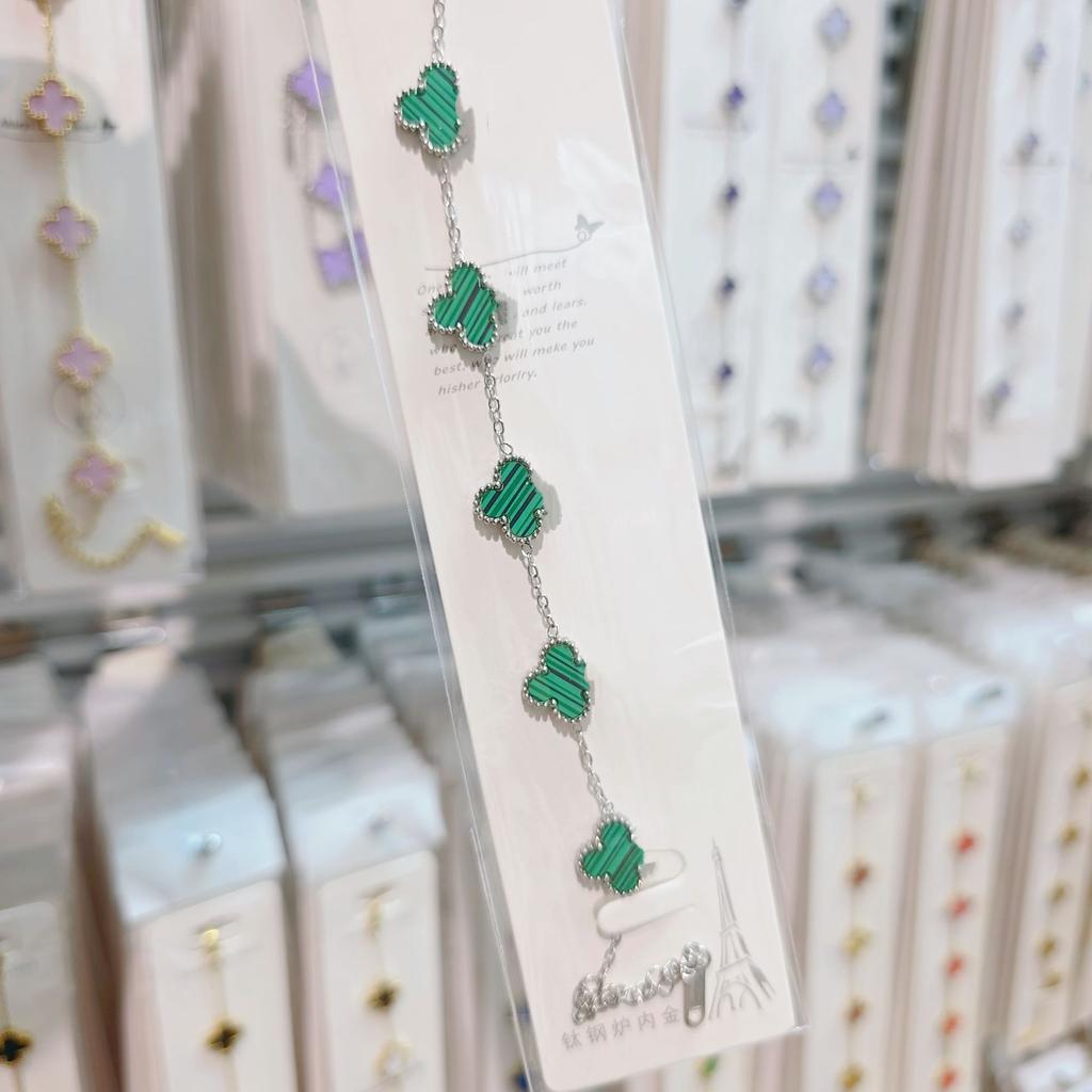 Двусторонний браслет «Пятицветник», «Четырехлистный клевер», титановая сталь, не выцветает, легкая роскошь, ювелирное изделие высокого класса