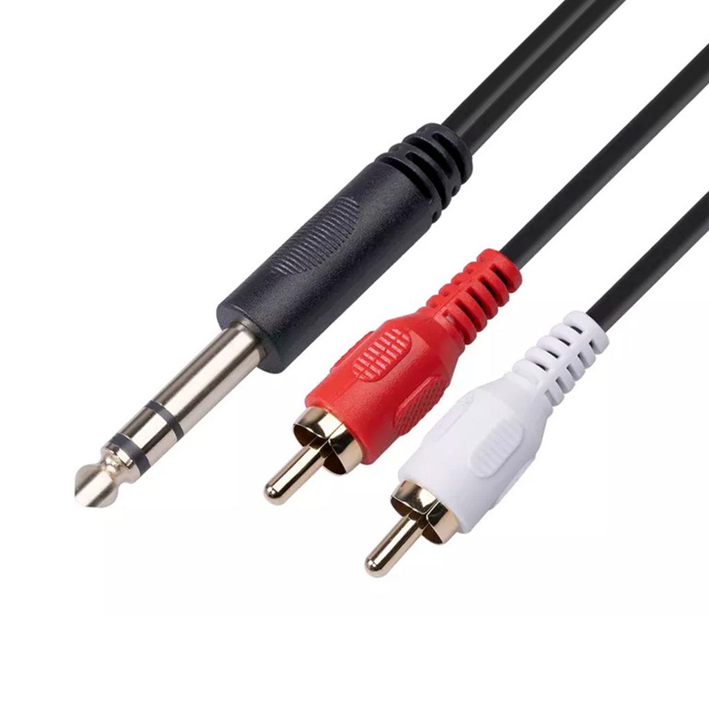 6.35mm Male To Dual RCA Male Cable 1/4 Inch To Double RCA Stereo Audio Cable Gold Plated 4.9Ft TV