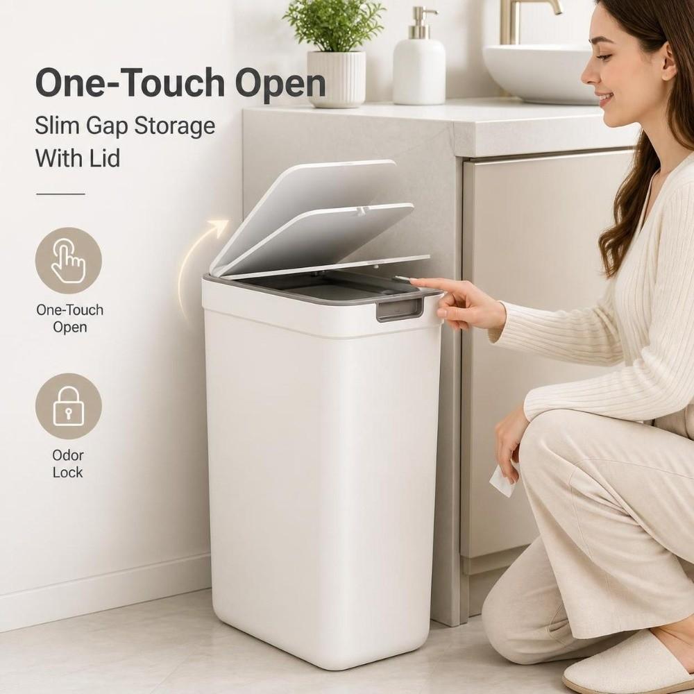 Odor-Sealing Waterproof Garbage Bin with Lid Living Room Dustbin Bathroom Trash Can Home Use
