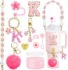 12PCS Cup Accessories for Cup 30oz 40oz Straw Cover Cap Water Bottle Handle Strap Boot Chains Personalized Sticker