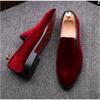 Fashion Casual Black Red Velvet Men Shoes Flat Slip-on Dress Shoes Casual Pointed Toe Solid Color Wedding Loafer Larg Size 38-44