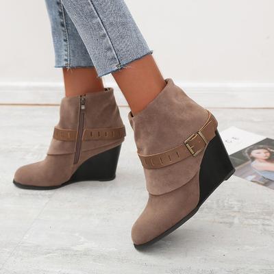 Женские ботинки Кожаные ботильоны Плоские ботинки Осень-зима Зимние зимние ботинки Платформа Молния Панк-ботинки Женская обувь Botas Mujer 866