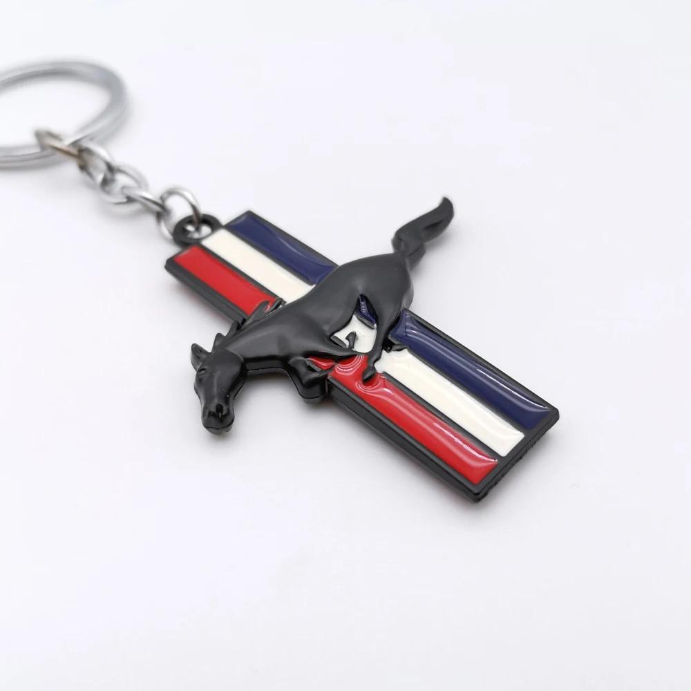 New 2026 Car Sticker Ford New 2025 Hot 1Pc Metal 3D Car Styling Keychain Running Horse Emblem Badge Keychain Keyring Key Chain f