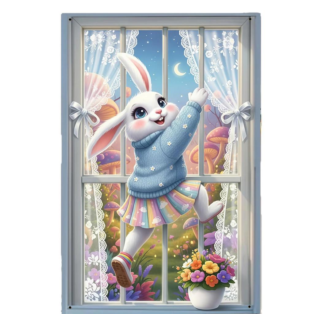 Пасхальный весенний кролик и цветные яйца Подвесной баннер для праздничного украшения