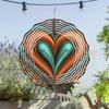 Metal Orange Heart Wind Spinner for Indoor Outdoor Hanging Decor Kinetic Energy Garden Wind Chime Perfect for Halloween Home Seasonal Decoration