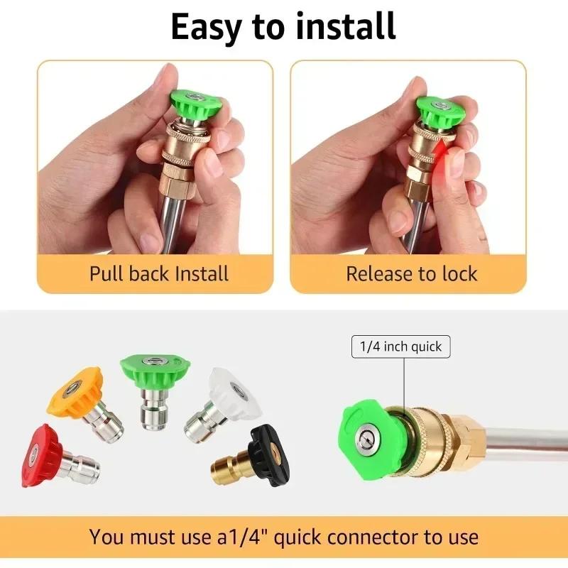 Насадки для мойки высокого давления 4500 фунтов на кв. дюйм, быстроразъемные распылительные насадки, струйный распылитель для соединения 1/4 дюйма, многоугольный соединительный инструмент для насадок