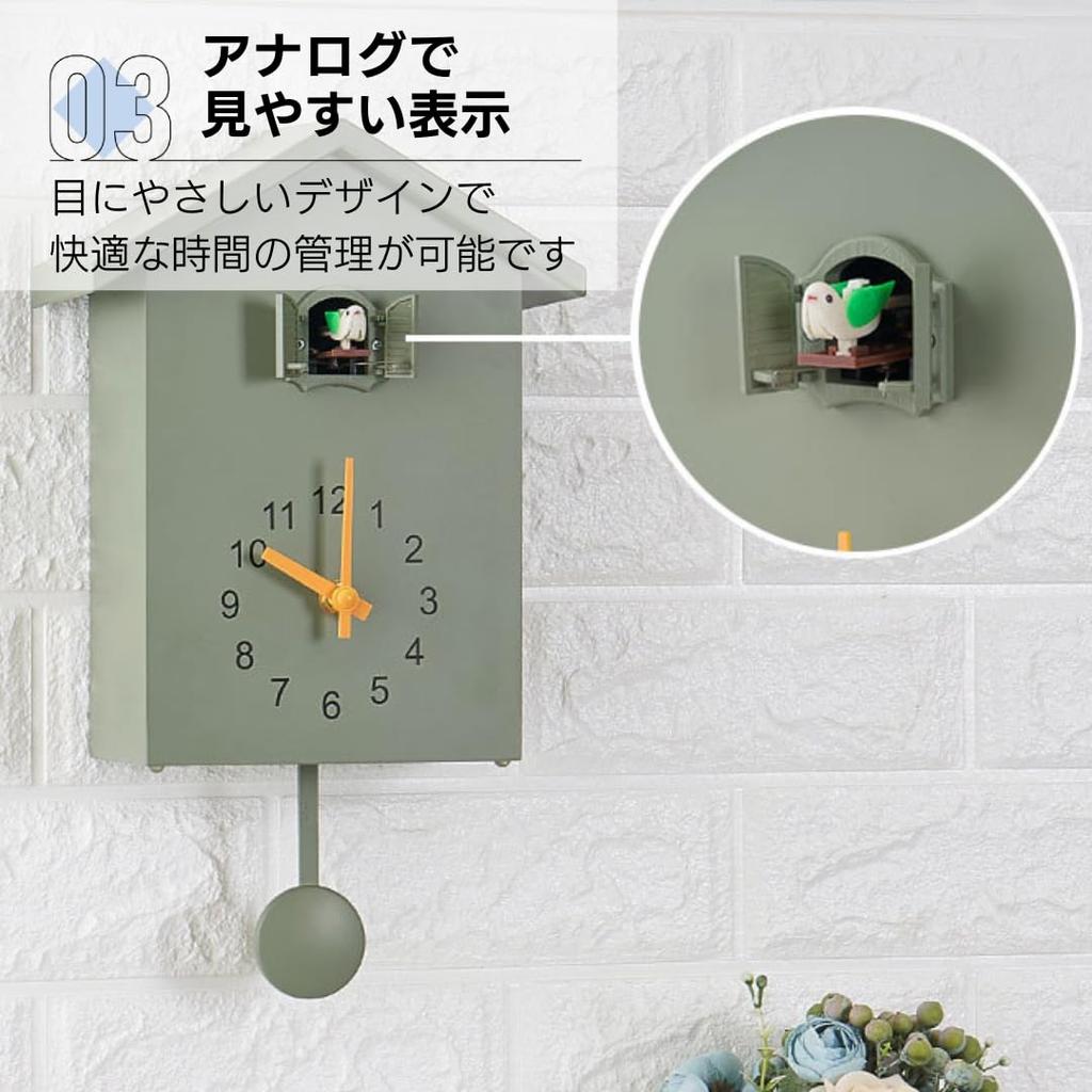 Asdays Cuckoo Clock, Wall Clock, 2-Way, Cute Pendulum Clock, Analog Table Clock, Rhythm (Orange)