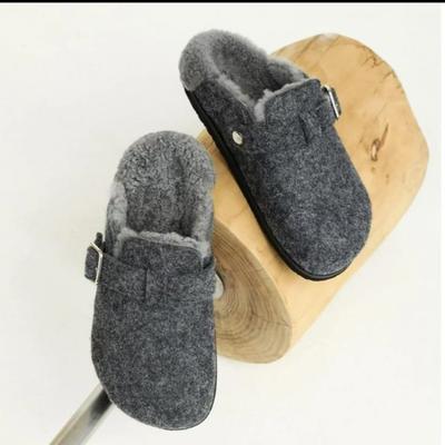 Зимние современные тапочки на низком каблуке, надеваемые на однотонные туфли 2024 года, высококачественные женские туфли, новинка, женские тапочки из коровьей замши