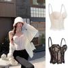 Прозрачный кружевной корсет Облегающий укороченный топ Модный жилет-подтяжки Женский