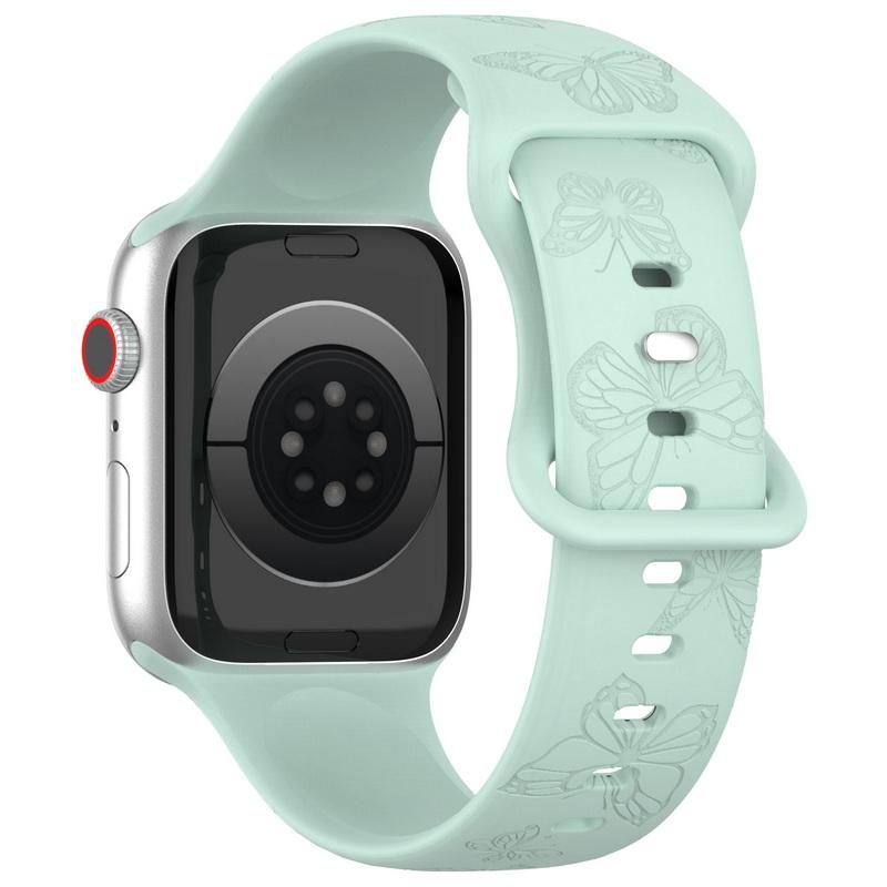Мягкий силиконовый ремешок для часов 38/40/44/49 мм для Apple Watch 1/2/3/4/5/6/7/8/Se/9, ультра однотонный ремешок для часов с бабочкой, аксессуары, универсальный