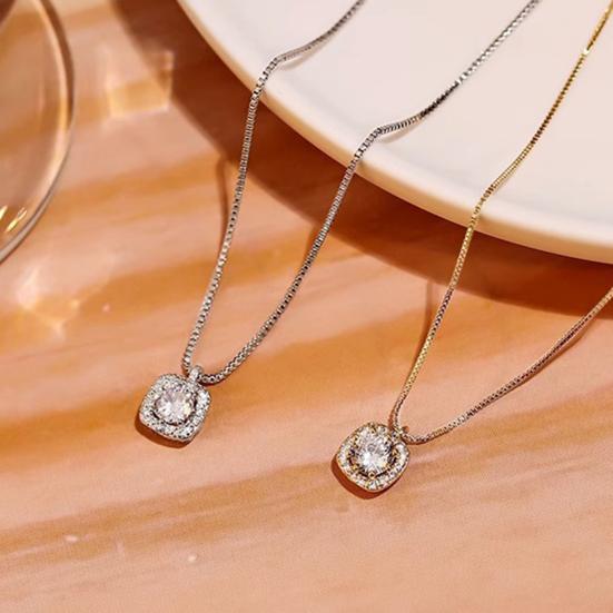 Женское квадратное ожерелье с подвеской из циркония, имитация бриллиантовой ключичной цепочки на День матери, годовщину, день рождения, ювелирный подарок