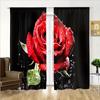 2-панельные шторы с цветочным принтом в виде красной розы для спальни, гостиной, окон от пола до потолка, кухонных ставней, люверсов для окон сверху