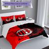 3pcs Associazione Calcio Milan Duvet Cover Set, Includes 1 Duvet Cover and 2 Pillowcases,Skin-Friendly&Comfortable Fabric,Suitable Bedding Sets