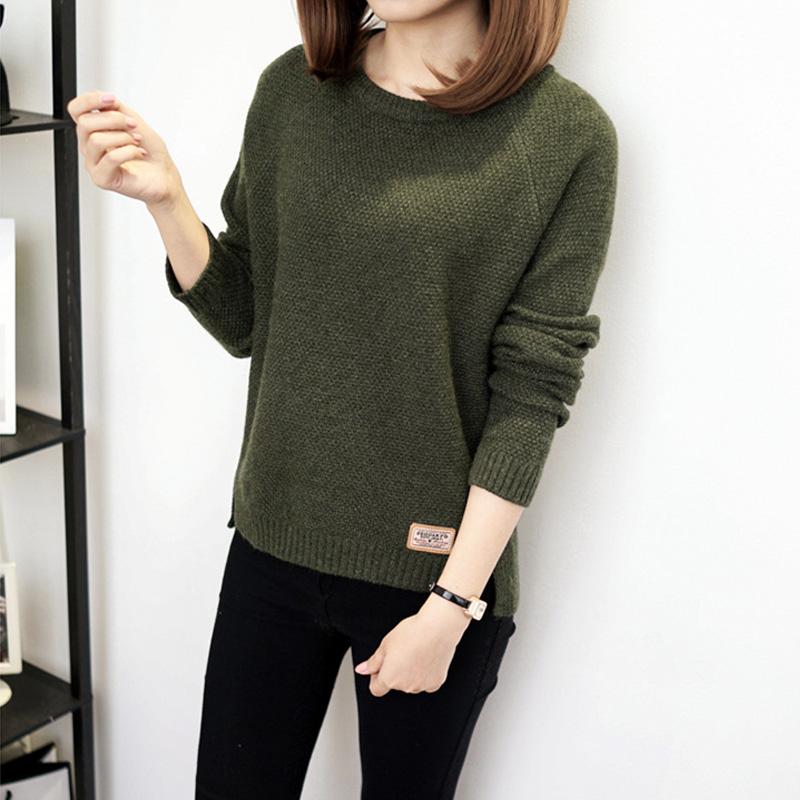 VANGUL Стильный вязаный женский свитер с разрезами по бокам