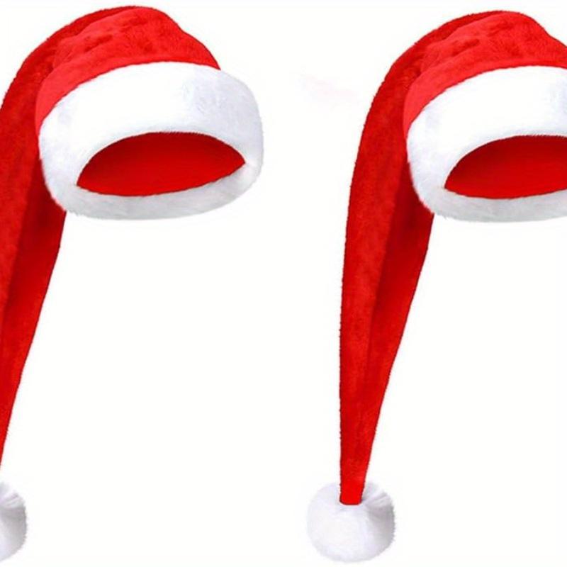 2Pcs Christmas Hats 29.53inch Luxurious And Warm Santa Hats Suitable For Adult Women, Christmas Gift, One Size Fits All