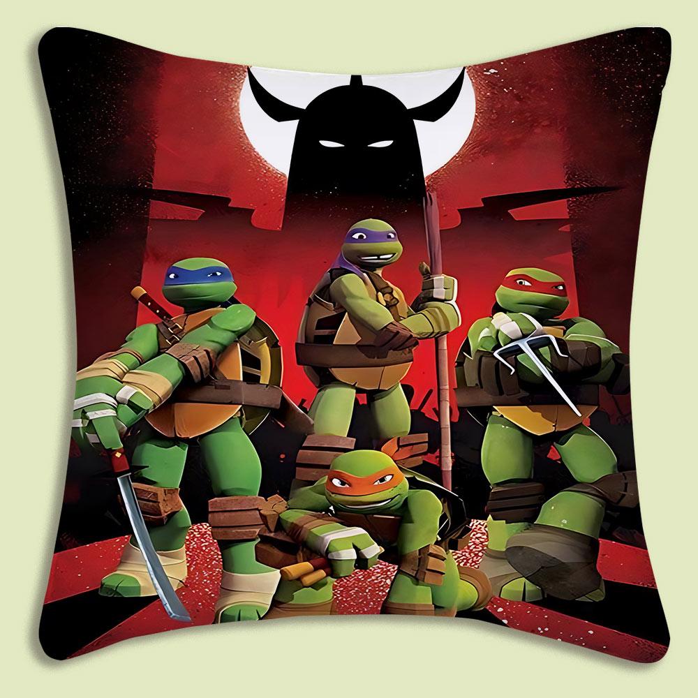 NNinja Turtles Pillow Covers Cartoon Sofa Decorative Home Doublesided Printing Short Plush Cute Cushion Cover