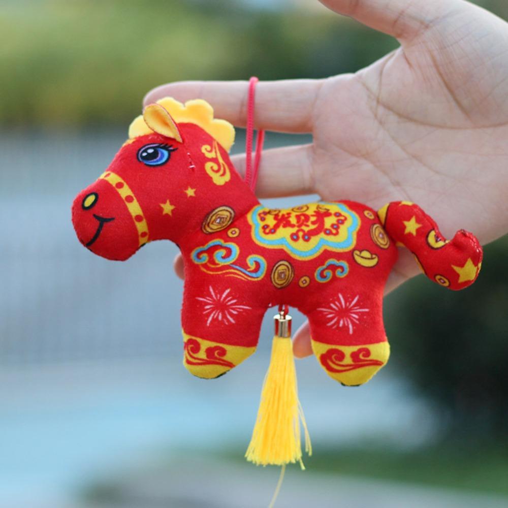 Cute Stuffed Animal Keyring Mascot Dolls Cartoon Steed Doll Zodiac Pony Figurine  Year of Horse