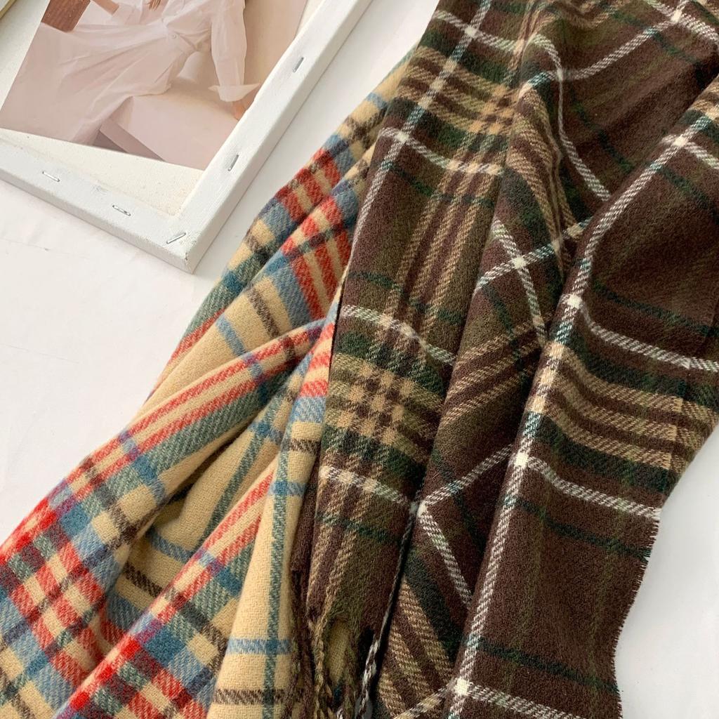 Japanese and Korean College Style Sub Striped Tassel Couple Scarf Widened To Keep Warm Sweet and Fresh Shawl and Scarf Dual Use