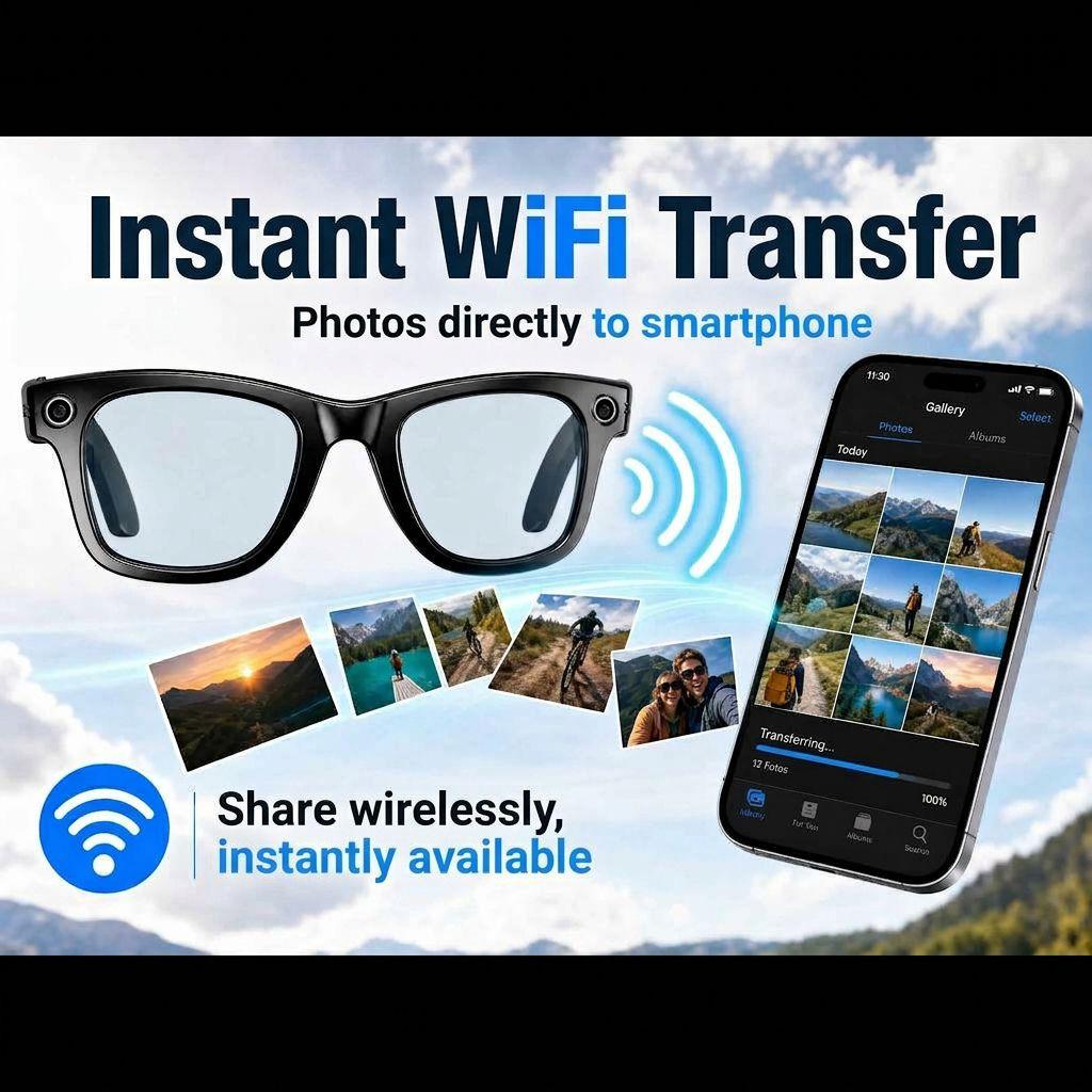 DEBUY 8MP 2K EIS WiFi AI Glasses Camera – Black
