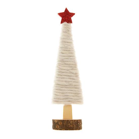 Christmas Tabletop Decoration Plush Wool Felt Reindeer Santa Tree Figurine with Wooden Base for Winter Tiered Tray Mantel Decor