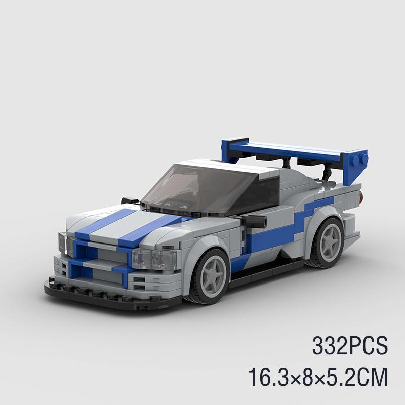 MOC F1 City Speed Sports Champion Racing Car Building Blocks Brick R34 RX-7 Vehicle Supercar Fast & Furious MK4 Supra Kids Toys