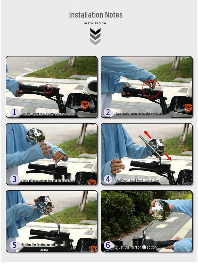 Compact Round Rearview Mirror for Electric Motorcycles and Scooters - Fits Niu, No. 9, Yadea, Emma Models