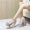 Fashion Big Size 34-41 Summer Woman Shoes Transparent Crystal Stone Platform Wedge Sandals Sexy T-stage Nightclub Ladies Pumps Shoes