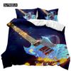 Guitar Duvet Cover Set Twin Rock Music Comforter Cover Set Hip Hop Hippie Quilt Cover Blue Guitar Polyester Bedding Set for Teen