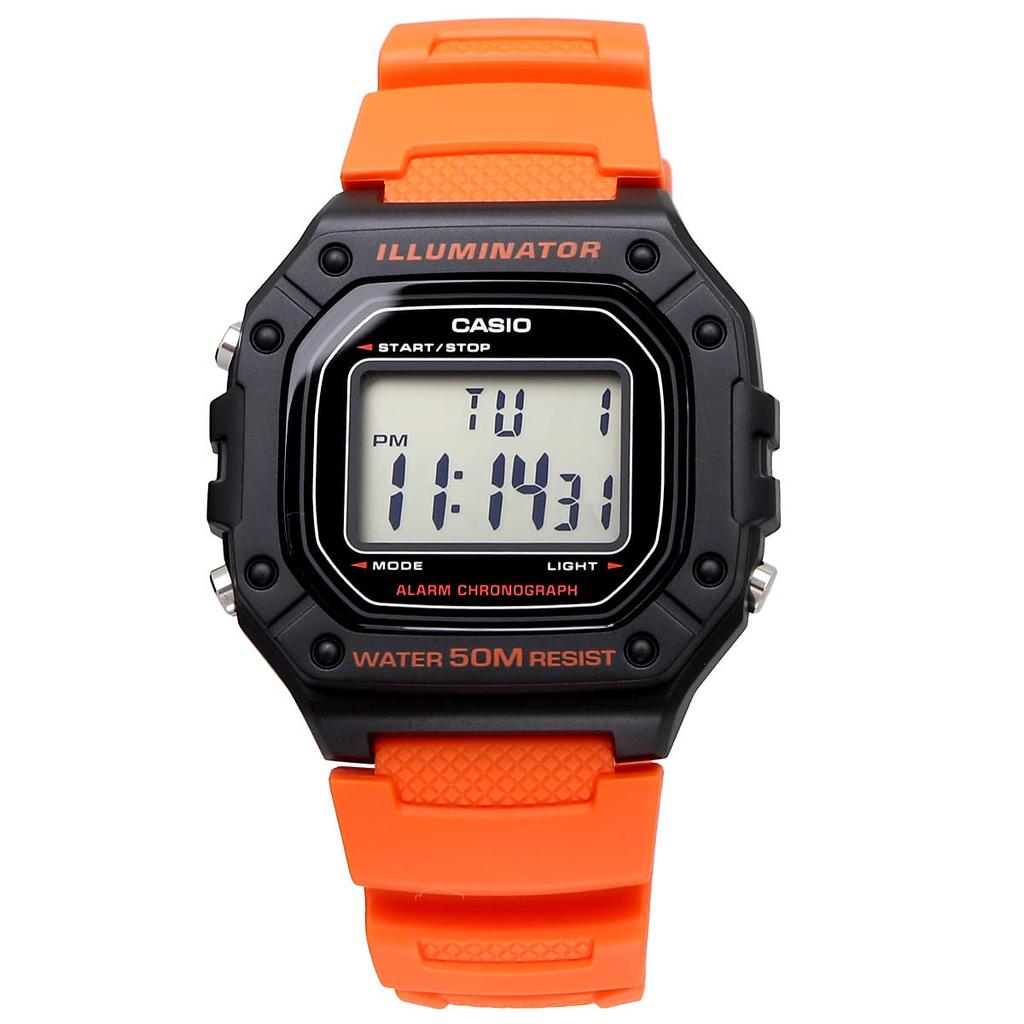Casio Стандартные цифровые часы W-218H-4B2V унисекс оранжевый дешевые Casio параллельный импорт