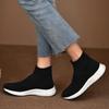 Women's Casual Sports Shoes Spring New Round Head Knitted Breathable Sleeve Soft Sole Non-slip Single Shoes