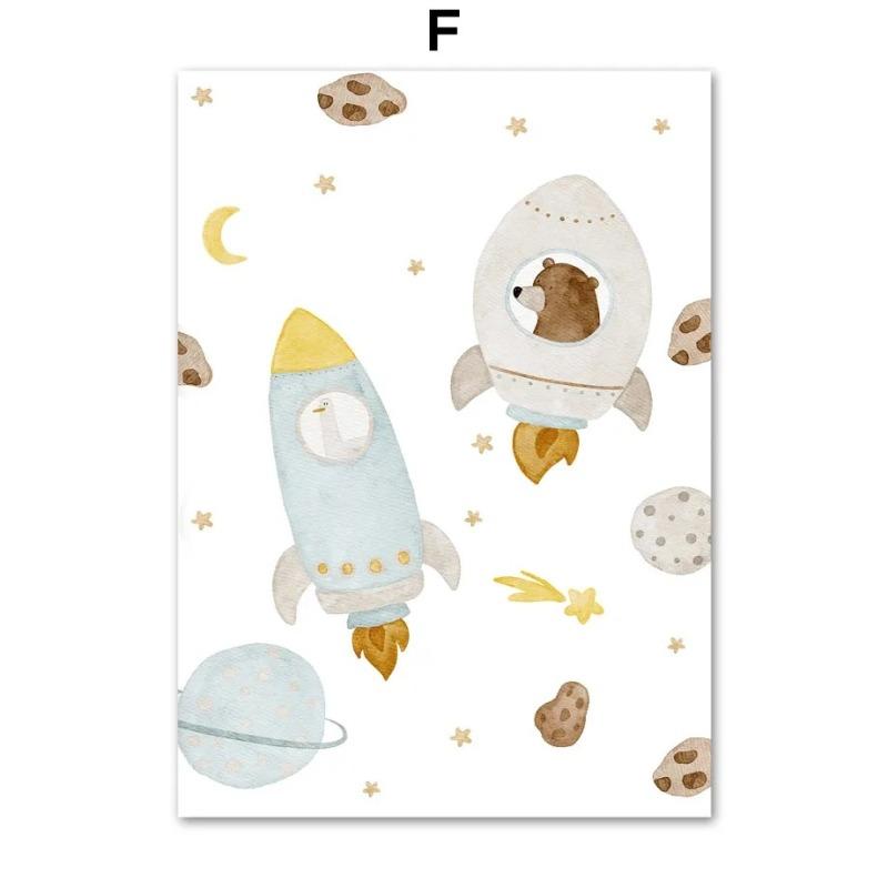 1 шт. Настенный декор, бурый медведь, настенное искусство, холст, живопись, гостиная, интерьер, картины, детская спальня, лиса, белка, милые животные, без рамки