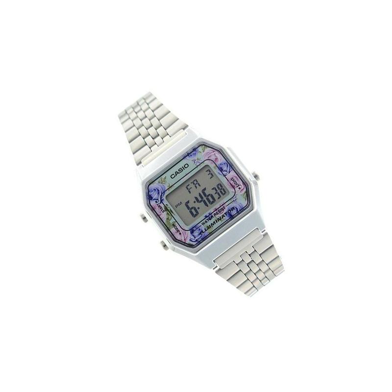 Casio Серия VINTAGE-L цифровой дисплей маленький квадратный часы розовый электронные водонепроницаемые кварцевый механизм стальной ремешок японские и LA680WA-2C