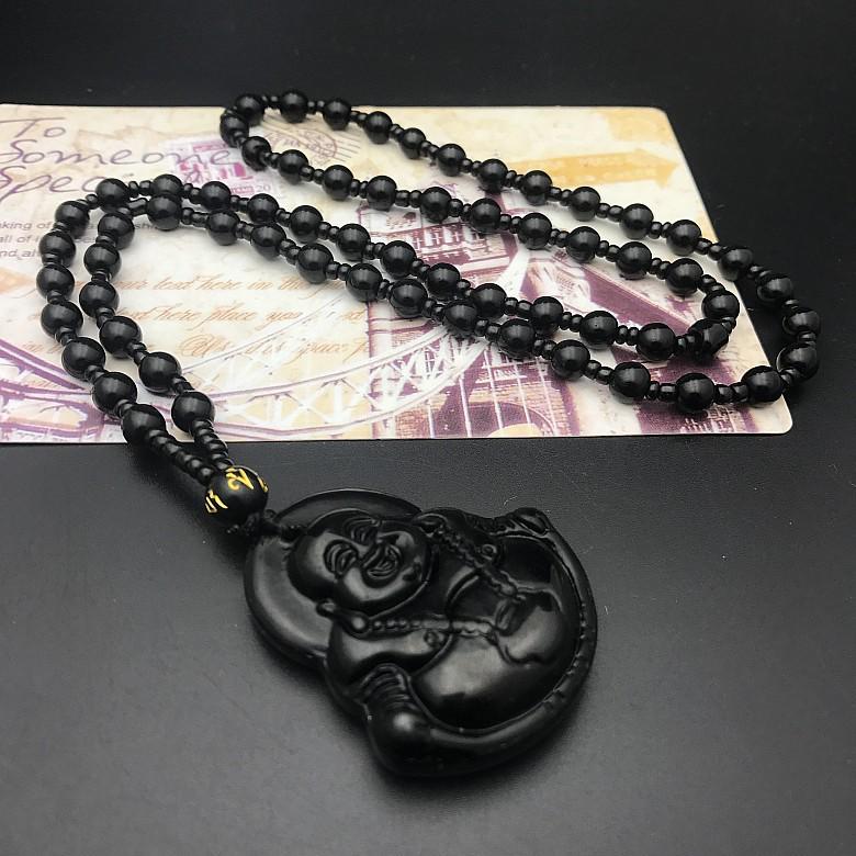 Ethnic Style Imitation Malachite Guanyin Buddha Sweater Chain Necklace for Men & Women