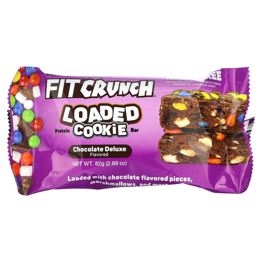 FITCRUNCH Protein Loaded Cookie Bar, Chocolate Deluxe, 12 Bars, 2.89 Oz (82 G) Each