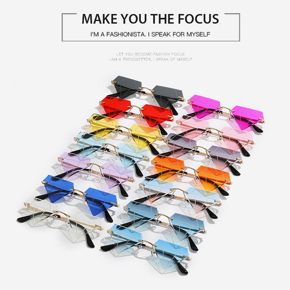 Фестивальные Очки для Выпускного Без Оправы Солнцезащитные Очки Ретро Очки Треугольные Очки для Женщин Ромбовидные