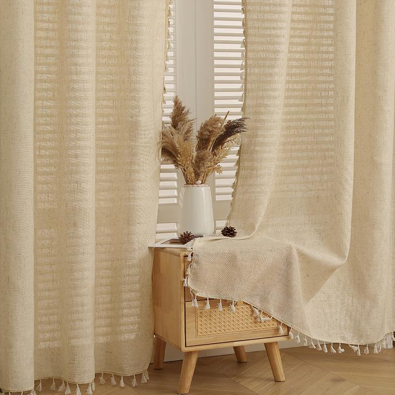 Japanese-Style Simple Style Linen Woven Door Curtains Literary And Artistic Fan Bedroom Living Room Opaque Hot Sale