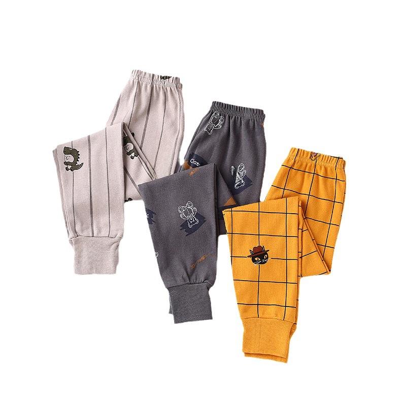 Детские осенние брюки из чистого хлопка: Мягкая внутренняя одежда для мальчиков и девочек, легкие пижамы на весну и осень