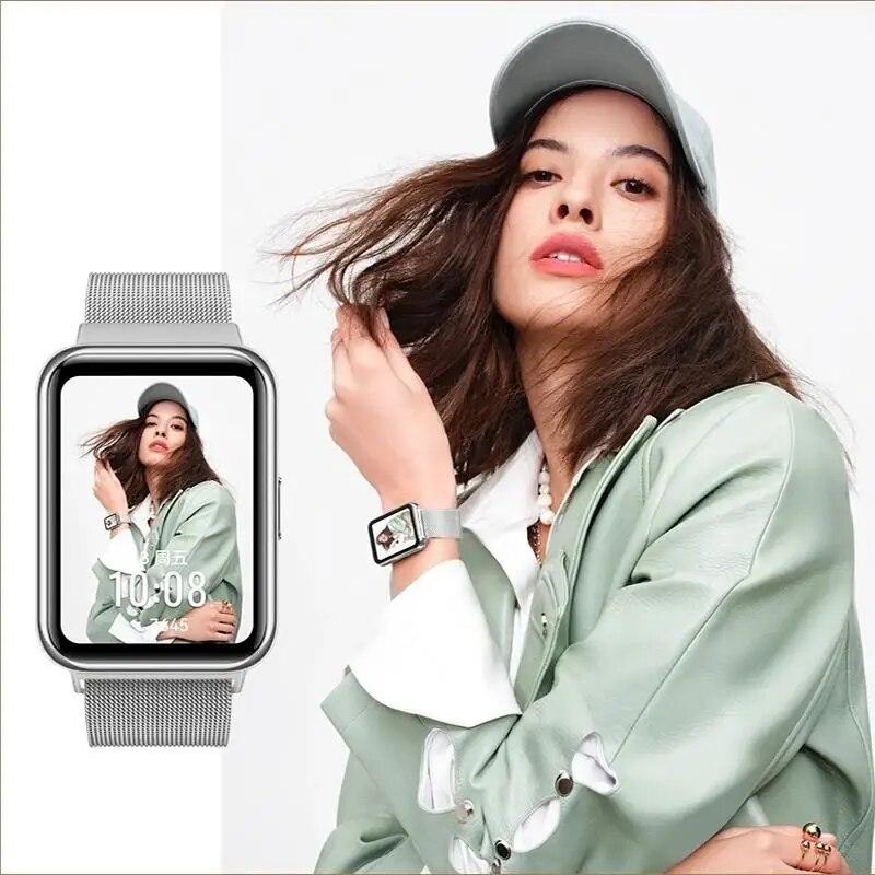 Ремешок с магнитной петлей для часов Huawei, аксессуары из 2 ремешков, ремень из нержавеющей стали, браслет для часов huawei, подходят металлические браслеты