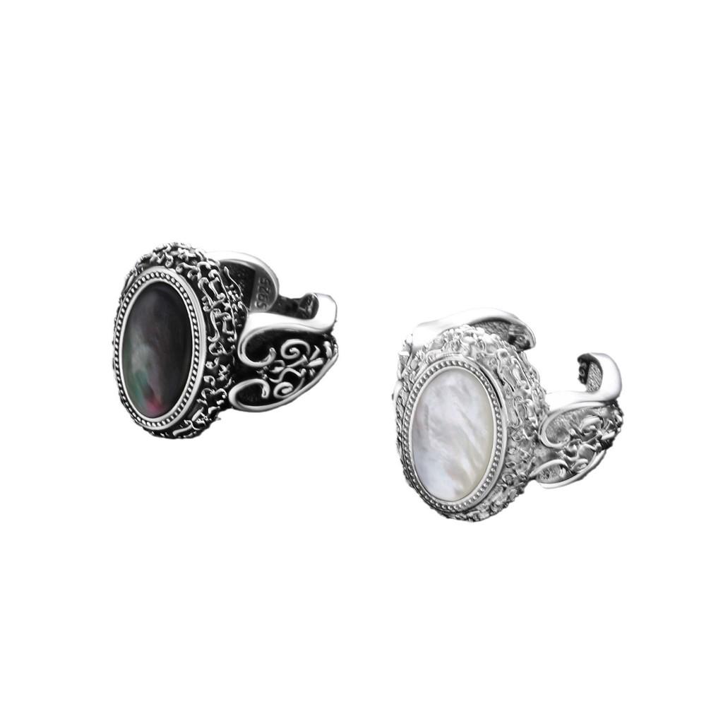 Chic 925 Silver Vintage Inspired Adjustable Black Onyx Ring For Womens Accessories