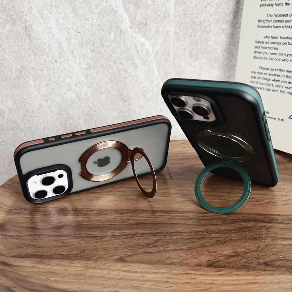 For IPhone16 Mobile Phone Case Magnetic Holder for Apple 15Promax Two-color Shield with Anti-slip Edges and Simple